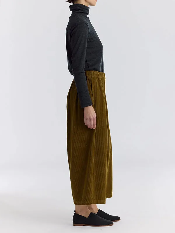 Corduroy Wide Pants - Olive