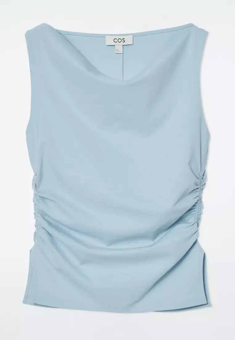 COS Cowl-Neck Gathered Sleeveless Top