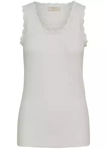 Cream Venessa Sleeveless Slim Fit Laced Top | Grattan