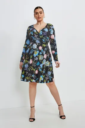 Curve Folk Floral Jersey Belted Wrap Dress | Karen Millen