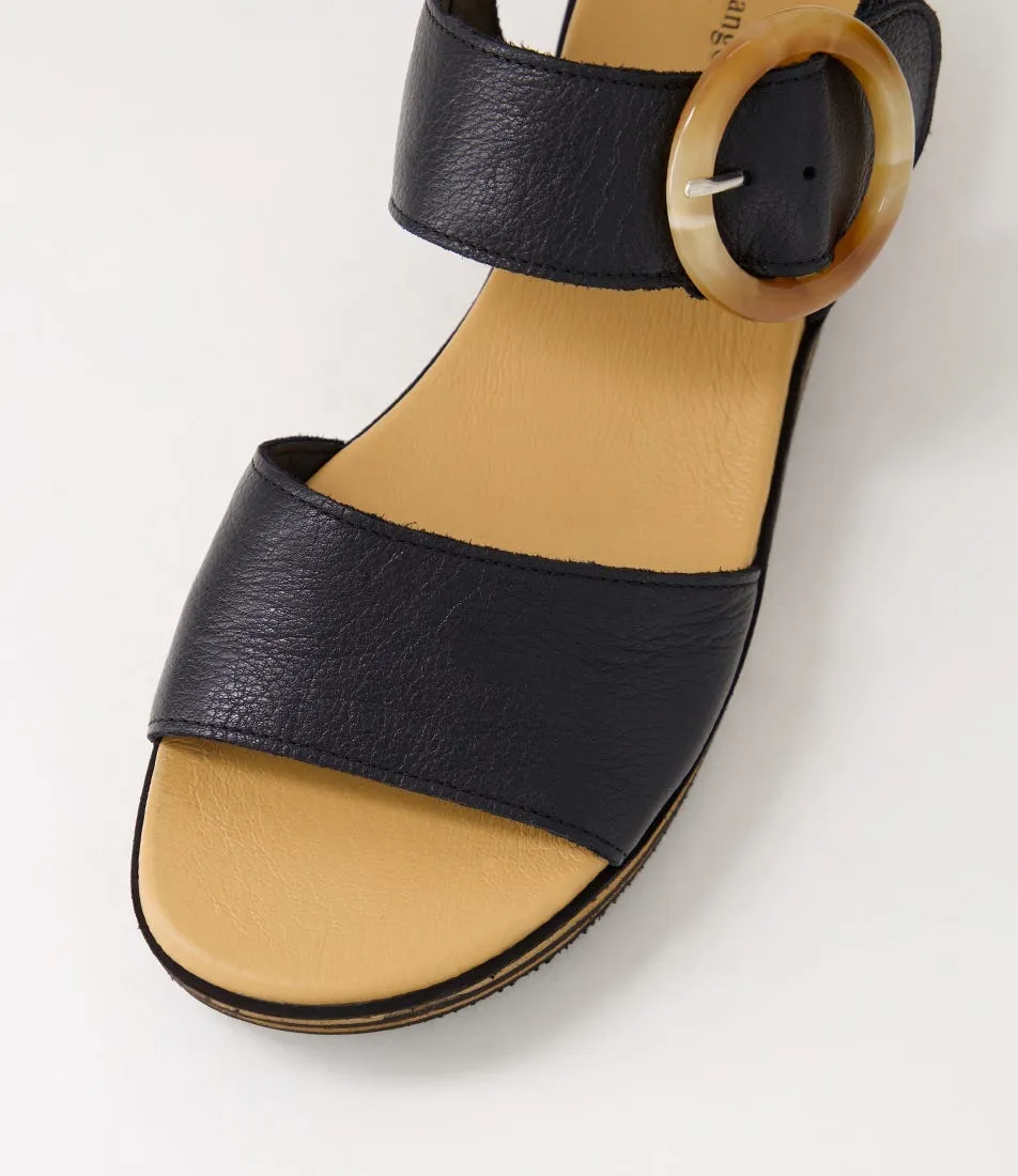 DJANGO & JULIETTE Cubbie Black Leather Sandals