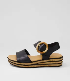 DJANGO & JULIETTE Cubbie Black Leather Sandals