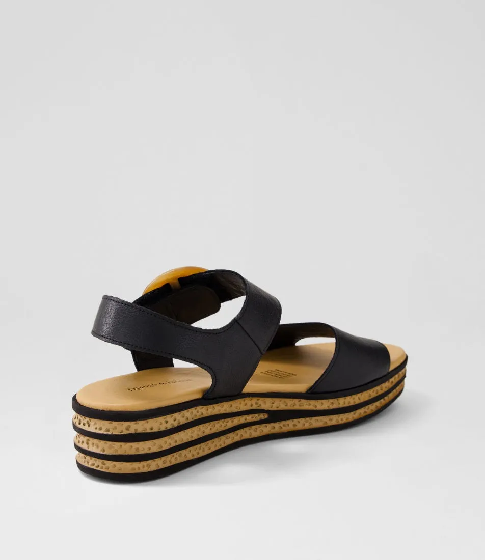 DJANGO & JULIETTE Cubbie Black Leather Sandals