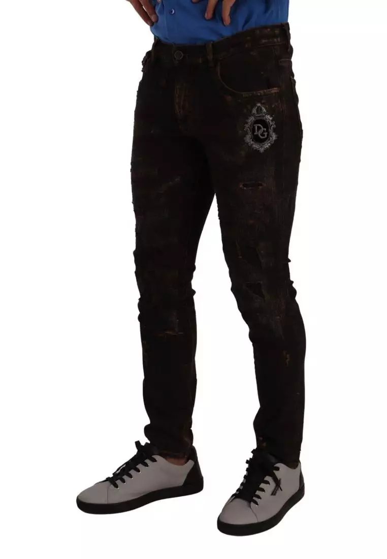 Dolce & Gabbana Dolce & Gabbana Cotton Skinny Denim Jeans with DG Crown Logo