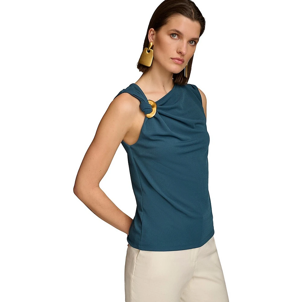 Donna Karan Ornamented-Strap Sleeveless Top