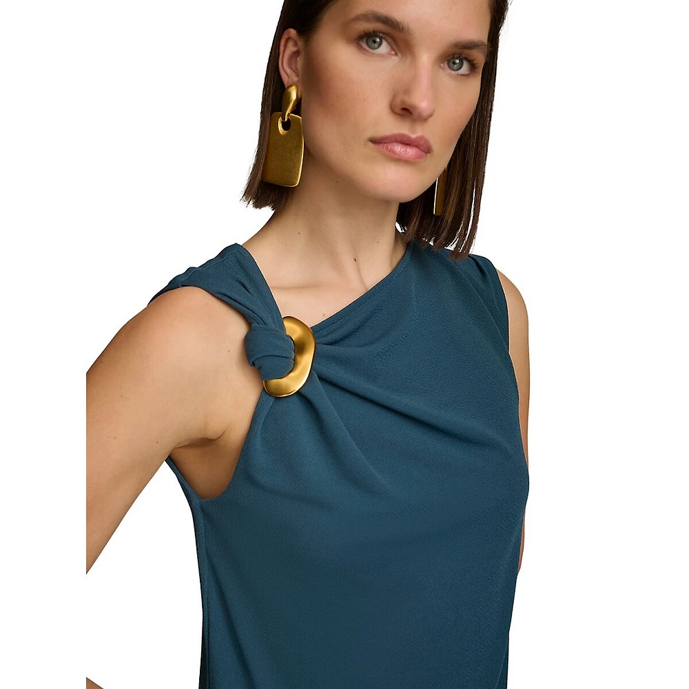 Donna Karan Ornamented-Strap Sleeveless Top