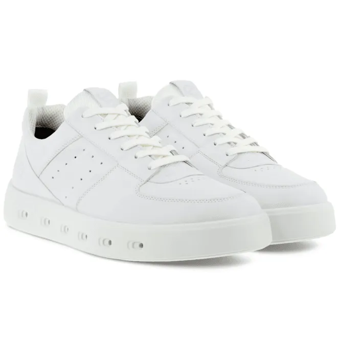 Ecco  Mens Street 720 White Lace-Up Leather Trainers 520814-01007