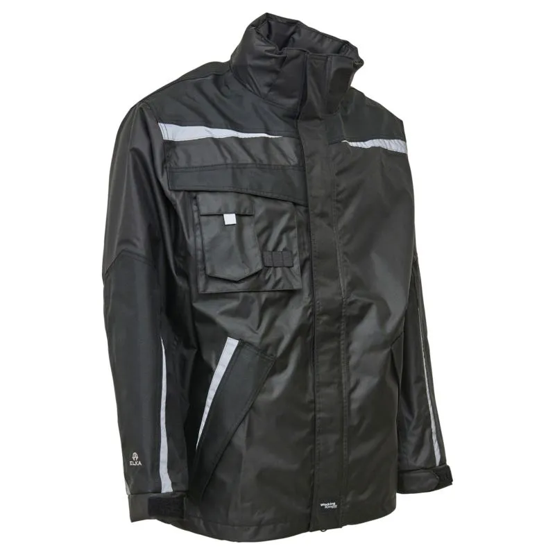 ELKA Rainwear 086004 Working Xtreme Oxford Reflective Waterproof Rain Jacket (Black)