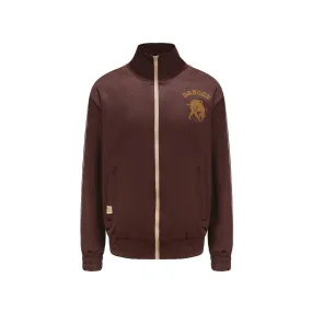 Flocked Lion Junior Retro Sports Zipper Jacket Dark Brown-