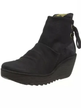 FLY London Women's Black Yama Ankle Boot Oil Suede