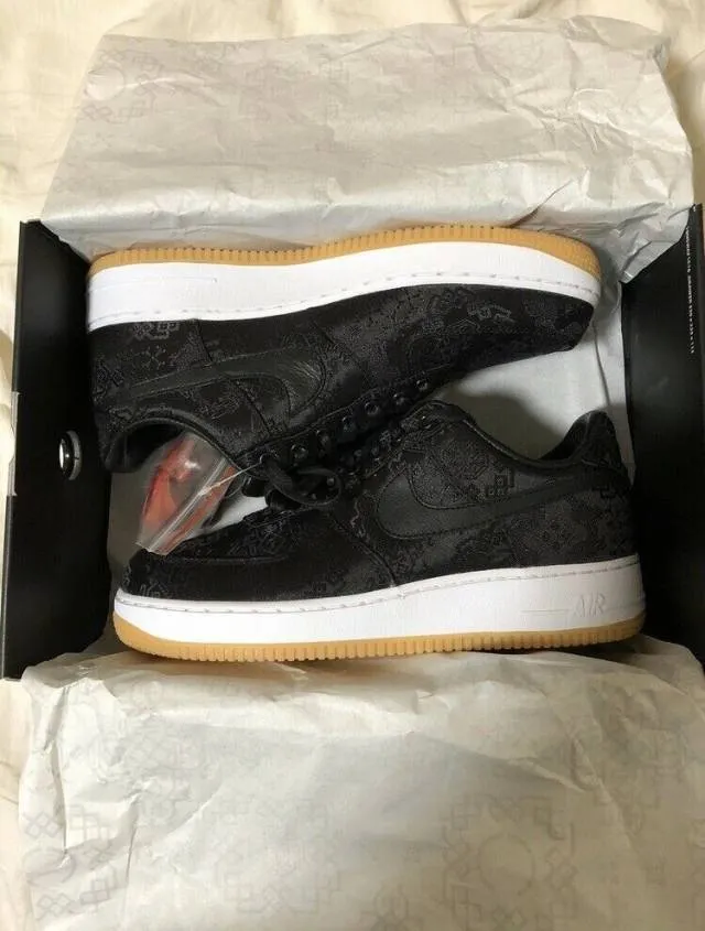 Fragment x clot x nike air force 1 low black silk