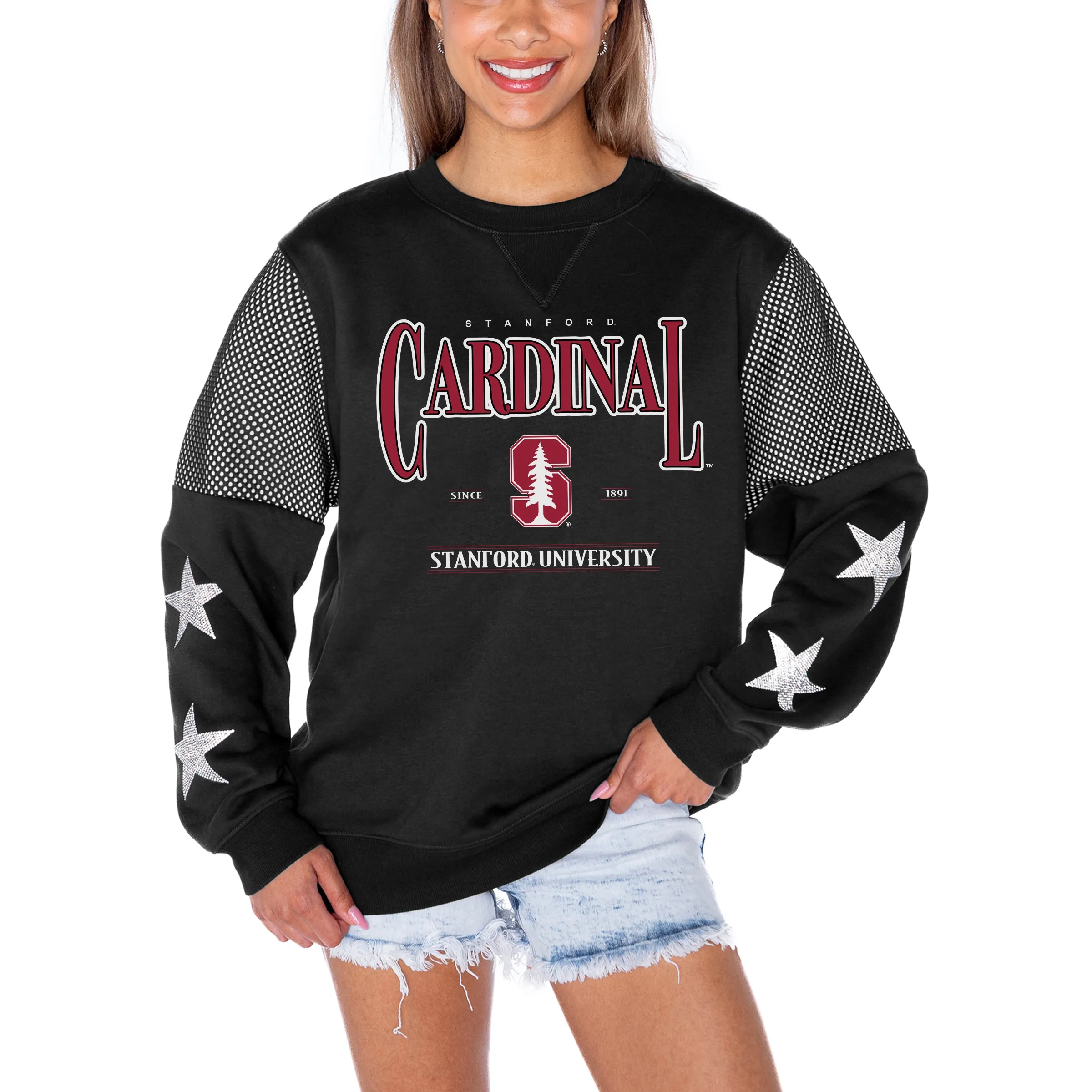 Gameday Couture Stanford Cardinal Women's Black Shining Spirit Fleece Pullover Sweatshirt