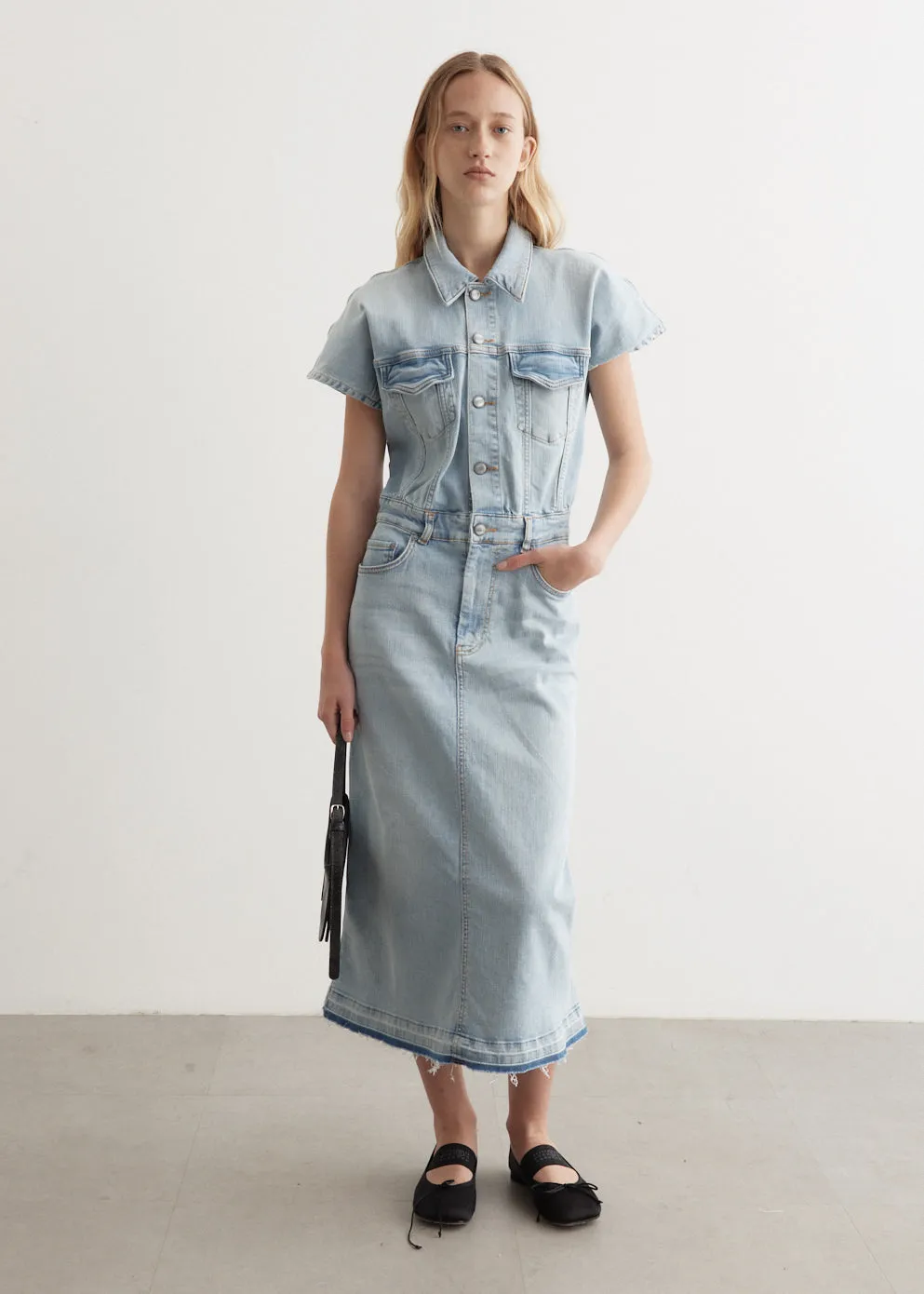 Ganni -  Tint Denim Midi Dress - Dress