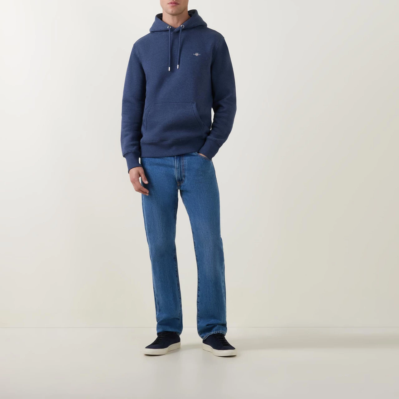 GANT Shield Logo Drawstring Hoodie - Dark Blue