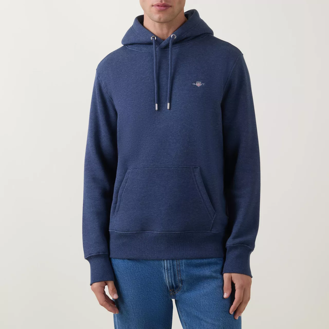 GANT Shield Logo Drawstring Hoodie - Dark Blue