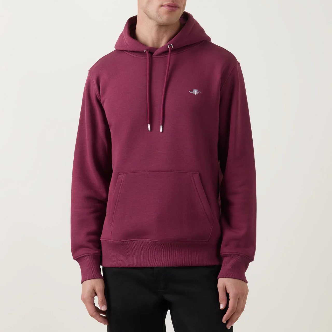 GANT Shield Logo Drawstring Hoodie - Wine