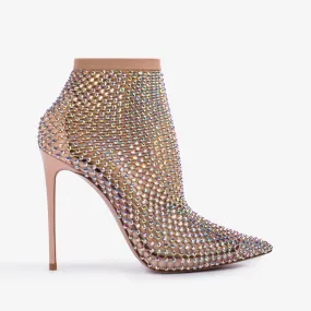 GILDA ANKLE BOOT 120 mm Skin nude fishnet ankle boot with Crystals