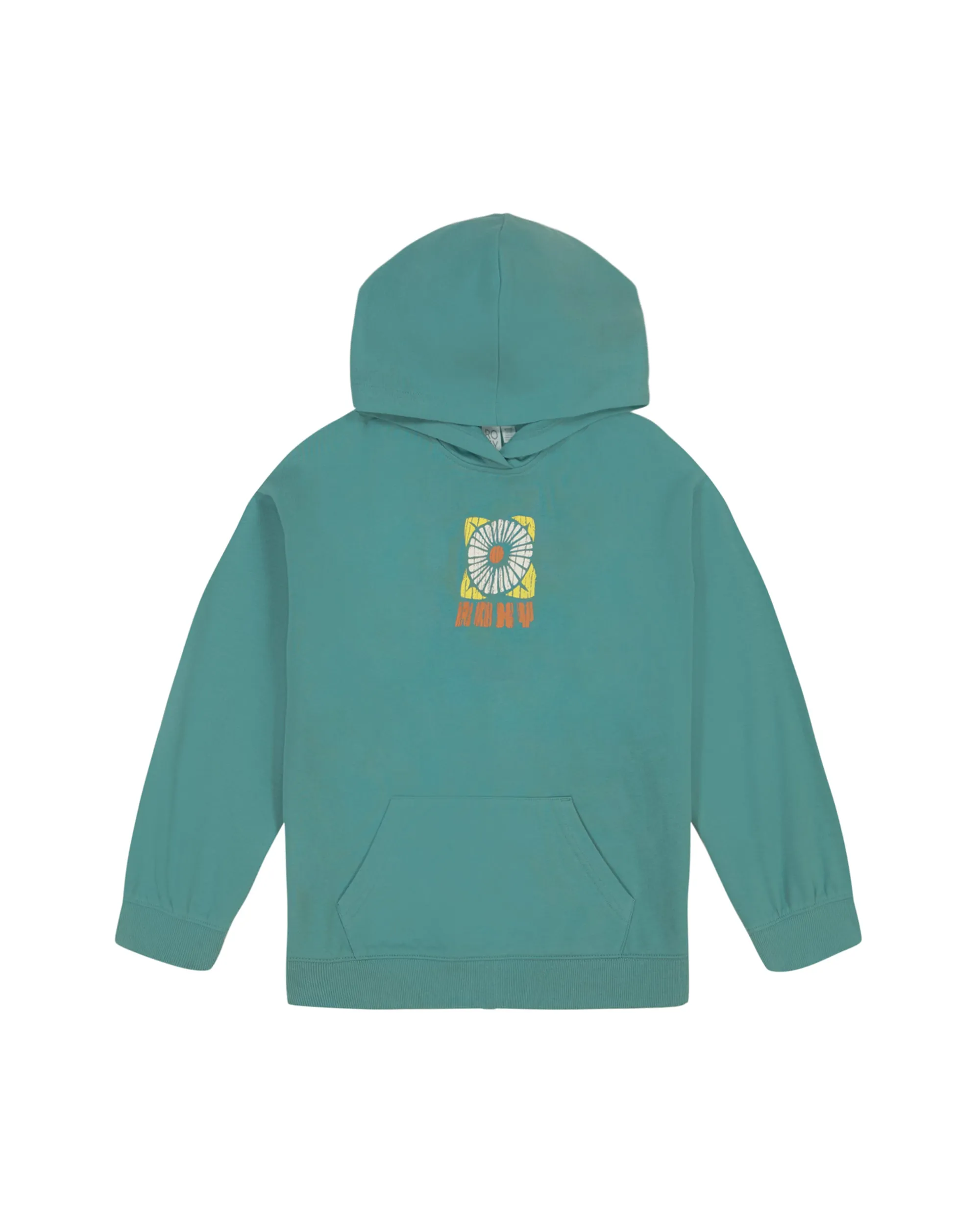 Girls 2-7 Block Floral Oversized Hoodie - Mineral Blue