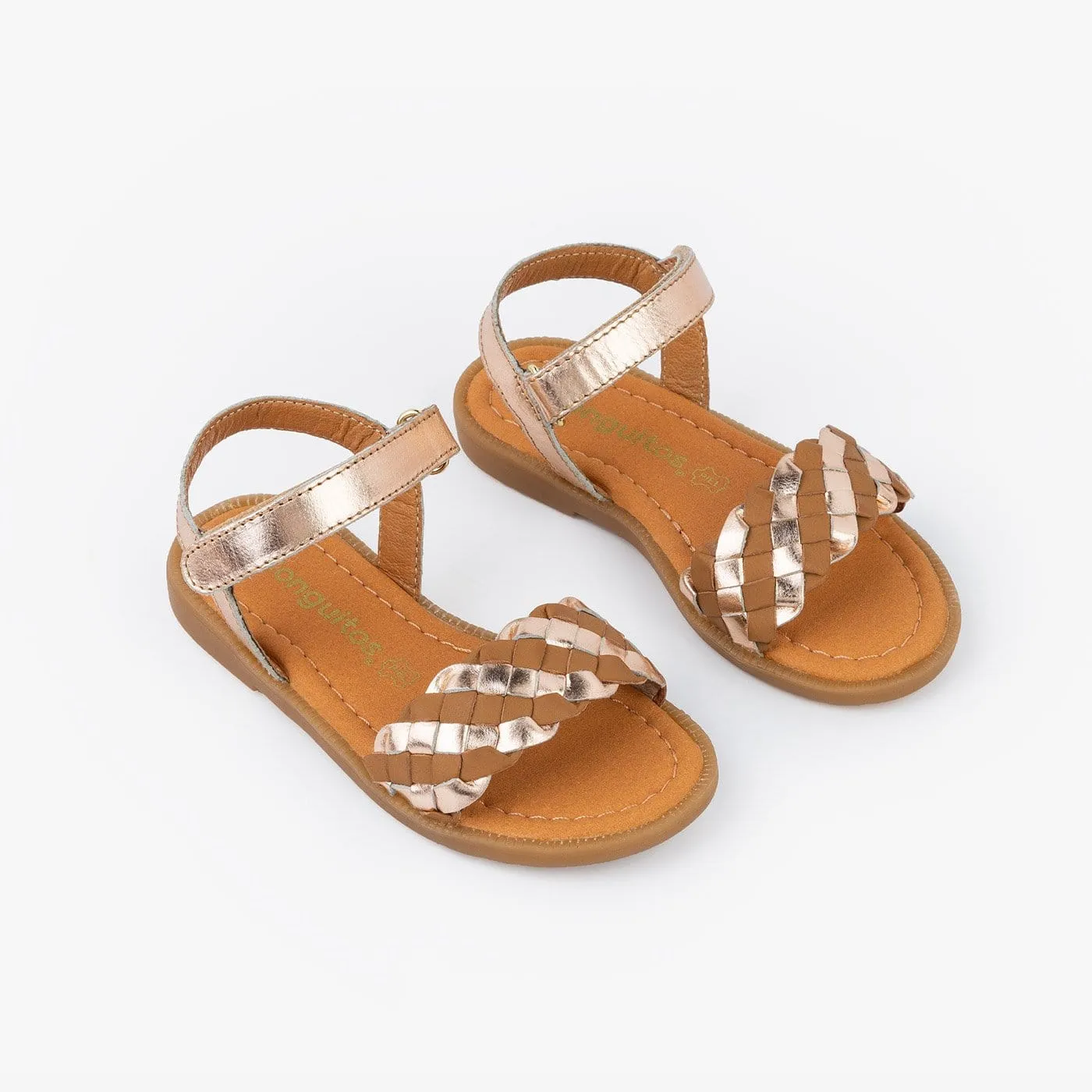 Girl's Brown Braided Leather Sandals