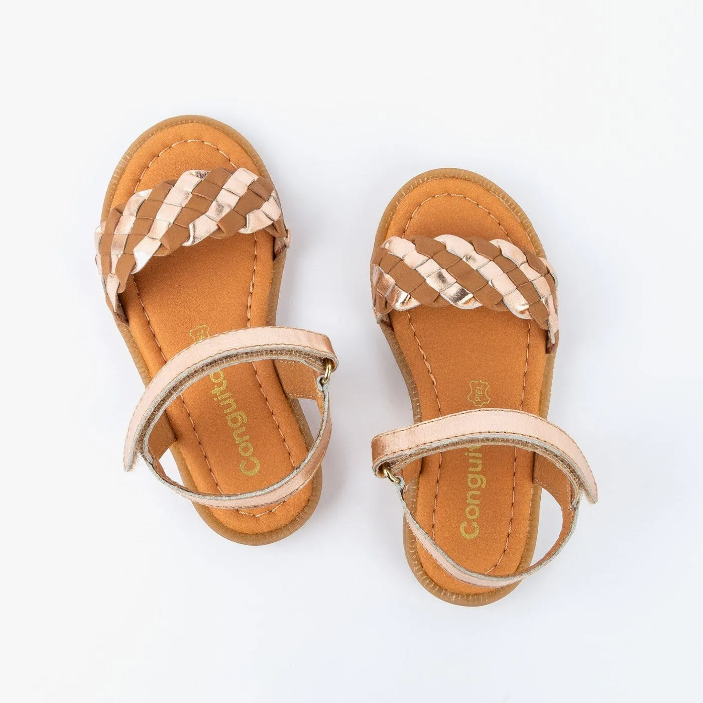 Girl's Brown Braided Leather Sandals