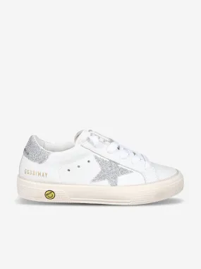 Girls Leather Crystal Star May Trainers in White