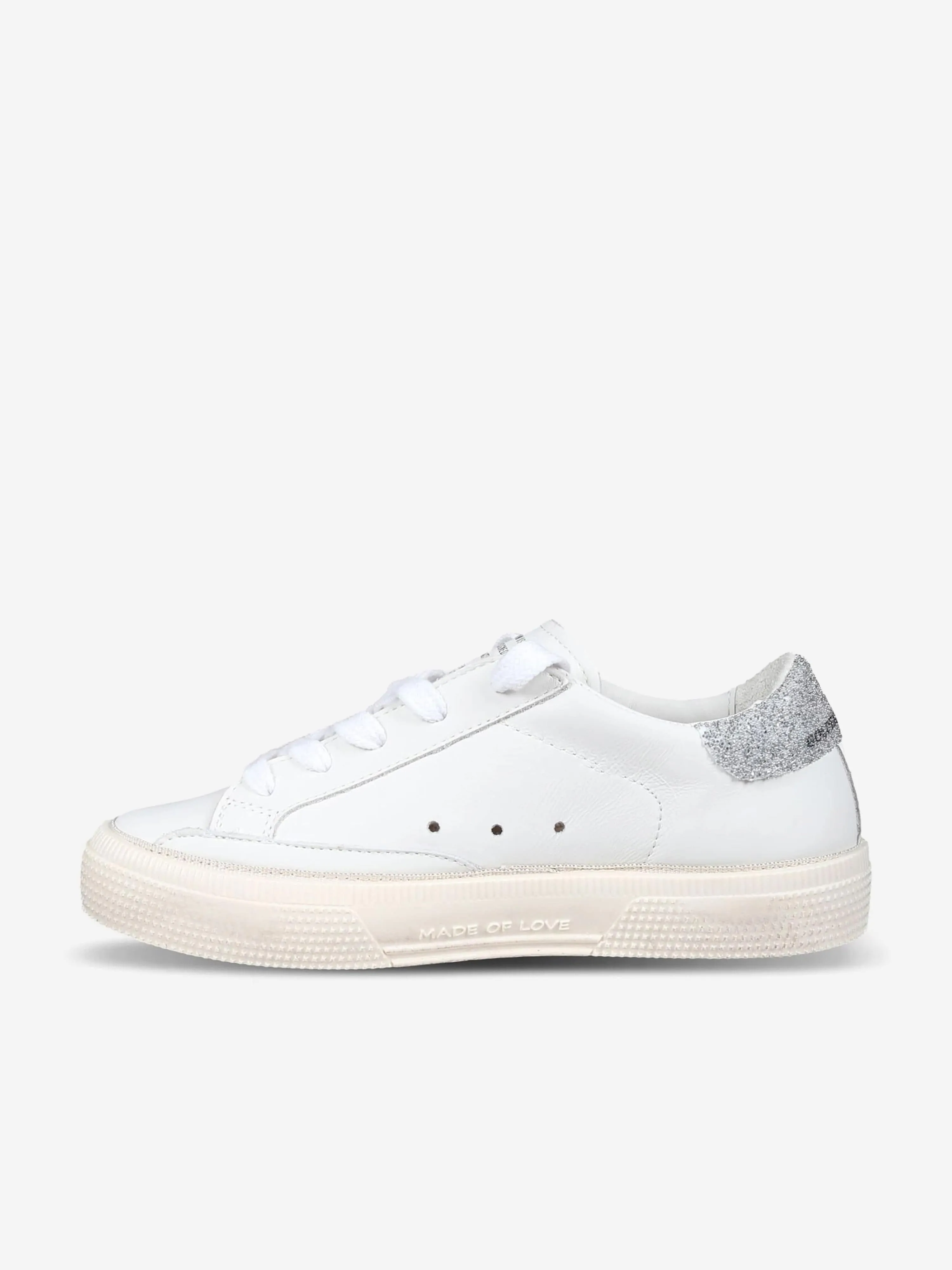 Girls Leather Crystal Star May Trainers in White