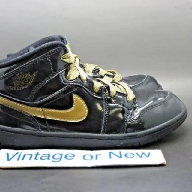 Girls nike air jordan i 1 phat black metallic gold ps 2011 sz 2.5y