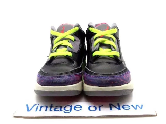 Girls nike air jordan iii 3 black atomic red cement violet retro td 2013 sz 9c