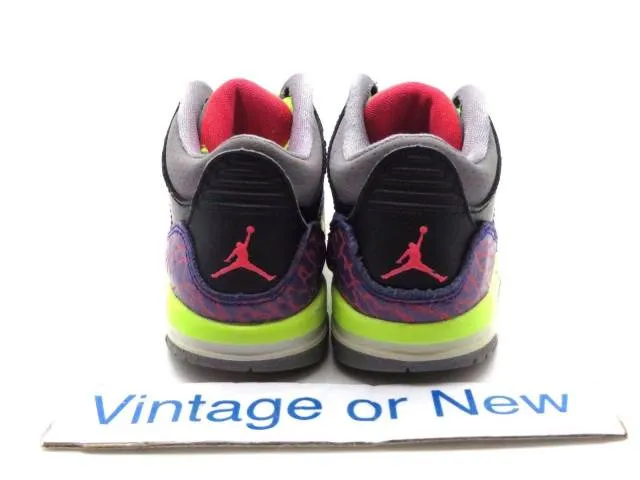 Girls nike air jordan iii 3 black atomic red cement violet retro td 2013 sz 9c