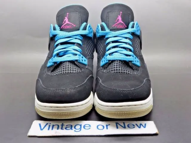 Girls' nike air jordan iv 4 black vivid pink dynamic pink retro gs 2012 sz 7y