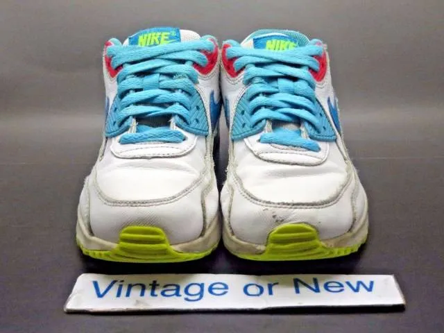 Girls Nike Air Max '90 White Lagoon Blue Volt Clear Wate...