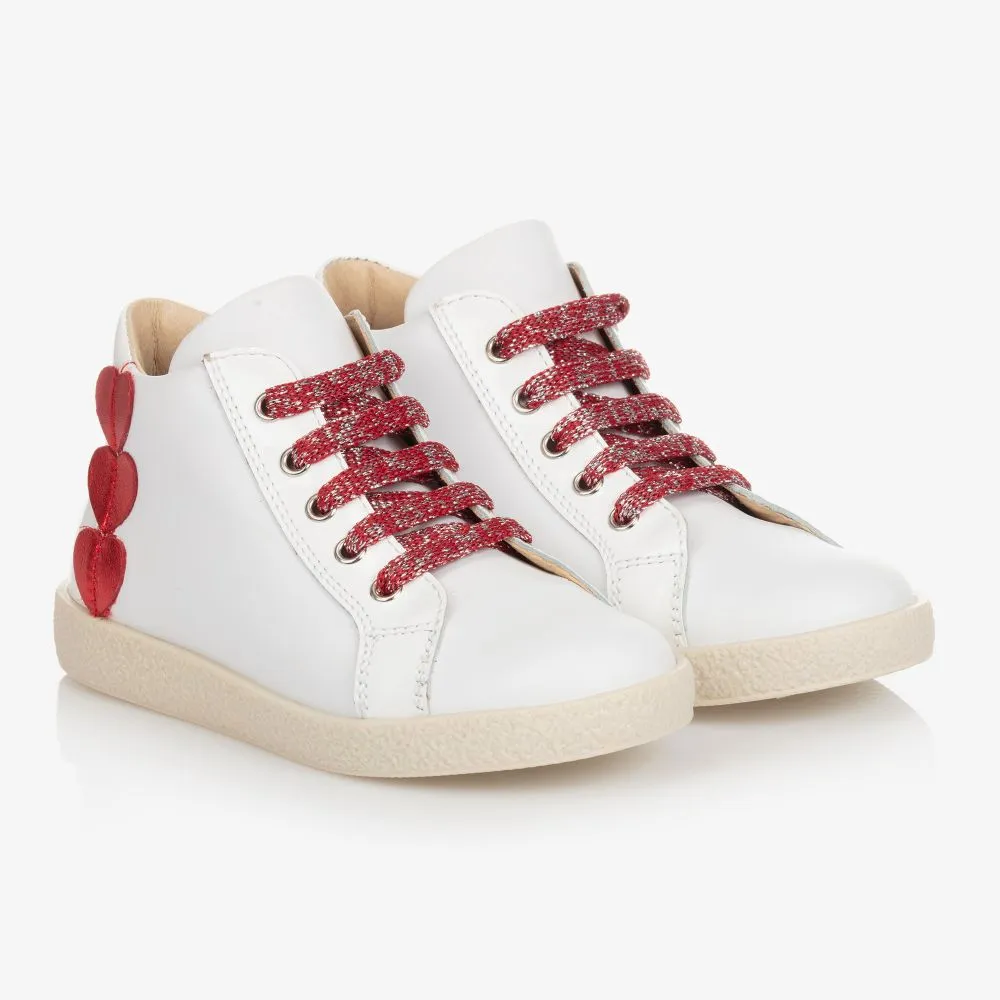 Girls White Leather Trainers