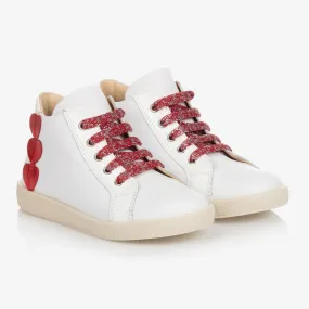 Girls White Leather Trainers