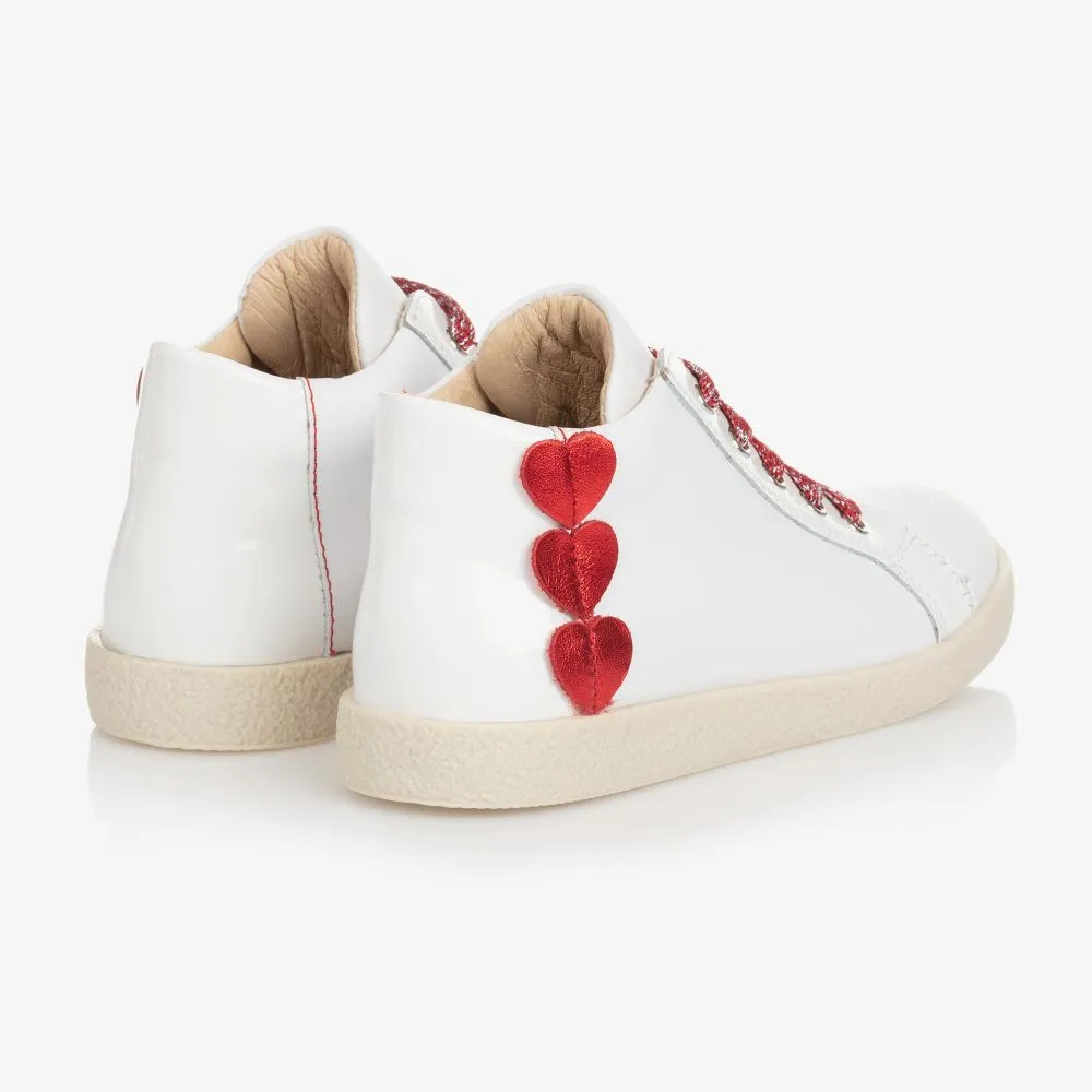 Girls White Leather Trainers