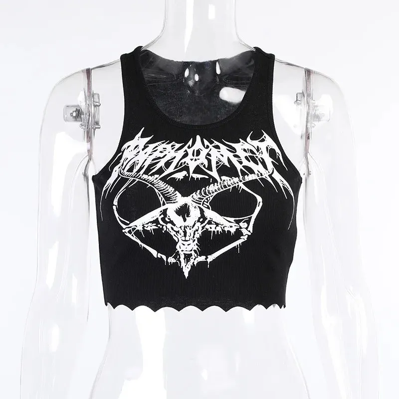 Gothic Knitted Sleeveless Crop Top