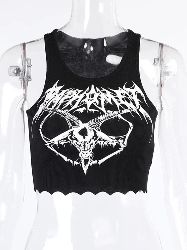 Gothic Knitted Sleeveless Crop Top