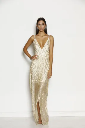 ----Grace & Hart   ----Shooting Stars Wrap Dress in gold ---