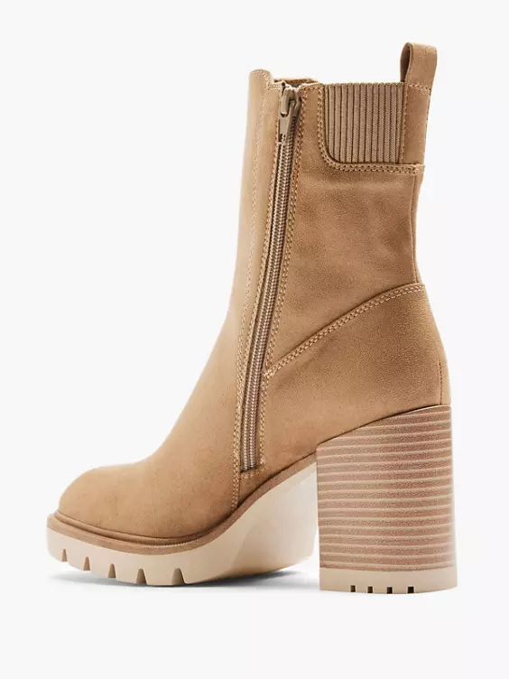 Graceland  Taupe Tall Heeled Ankle Boot with Contrasting Sole