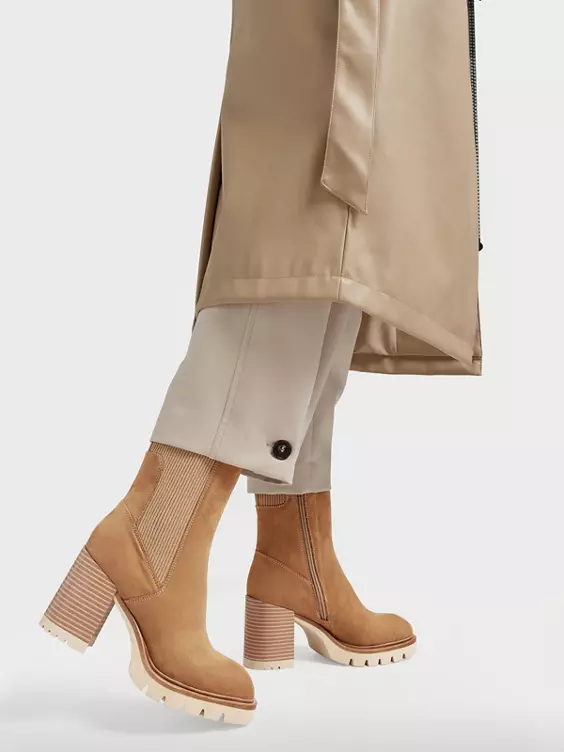 Graceland  Taupe Tall Heeled Ankle Boot with Contrasting Sole