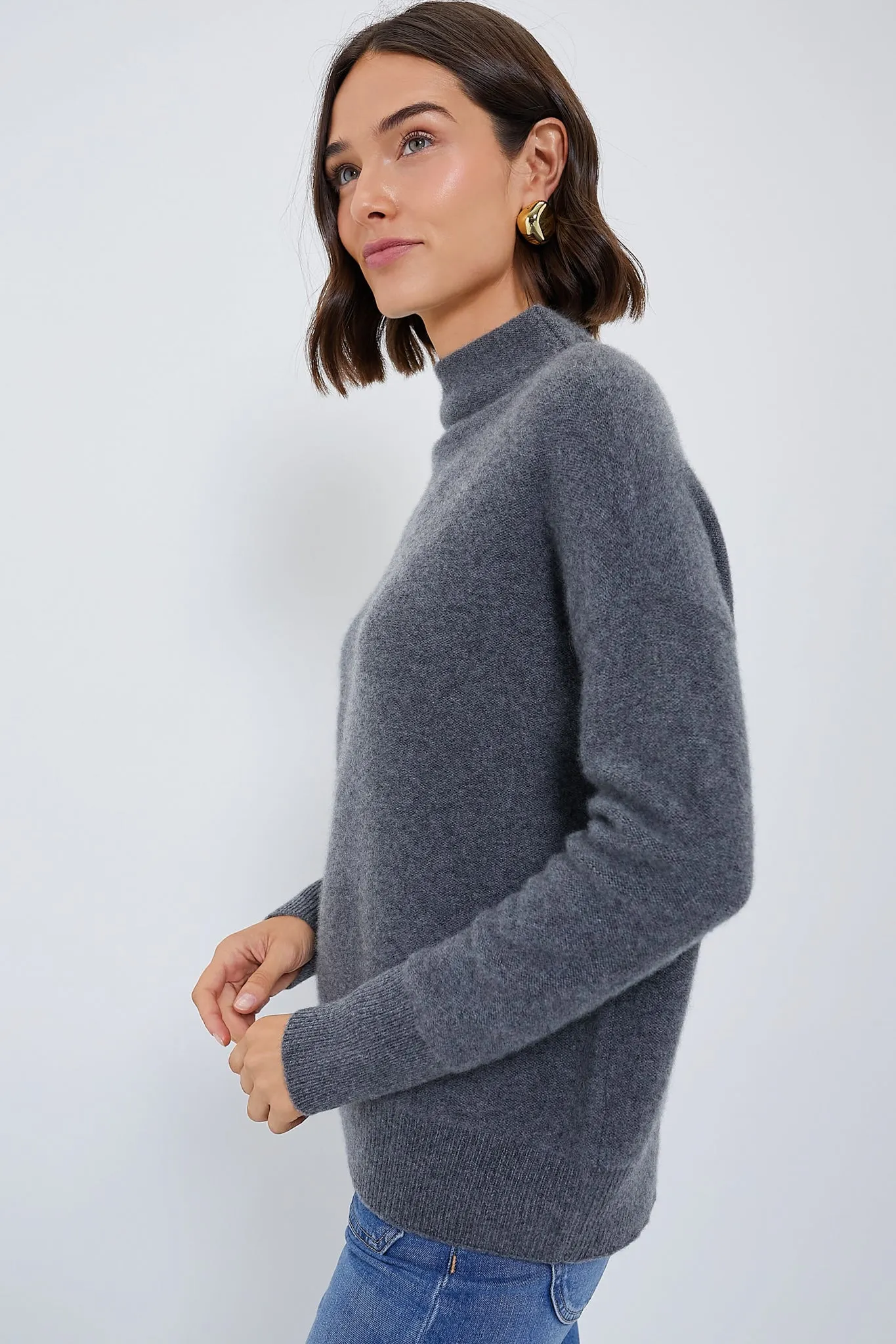 Graphite Boiled Funnel Neck Pullover