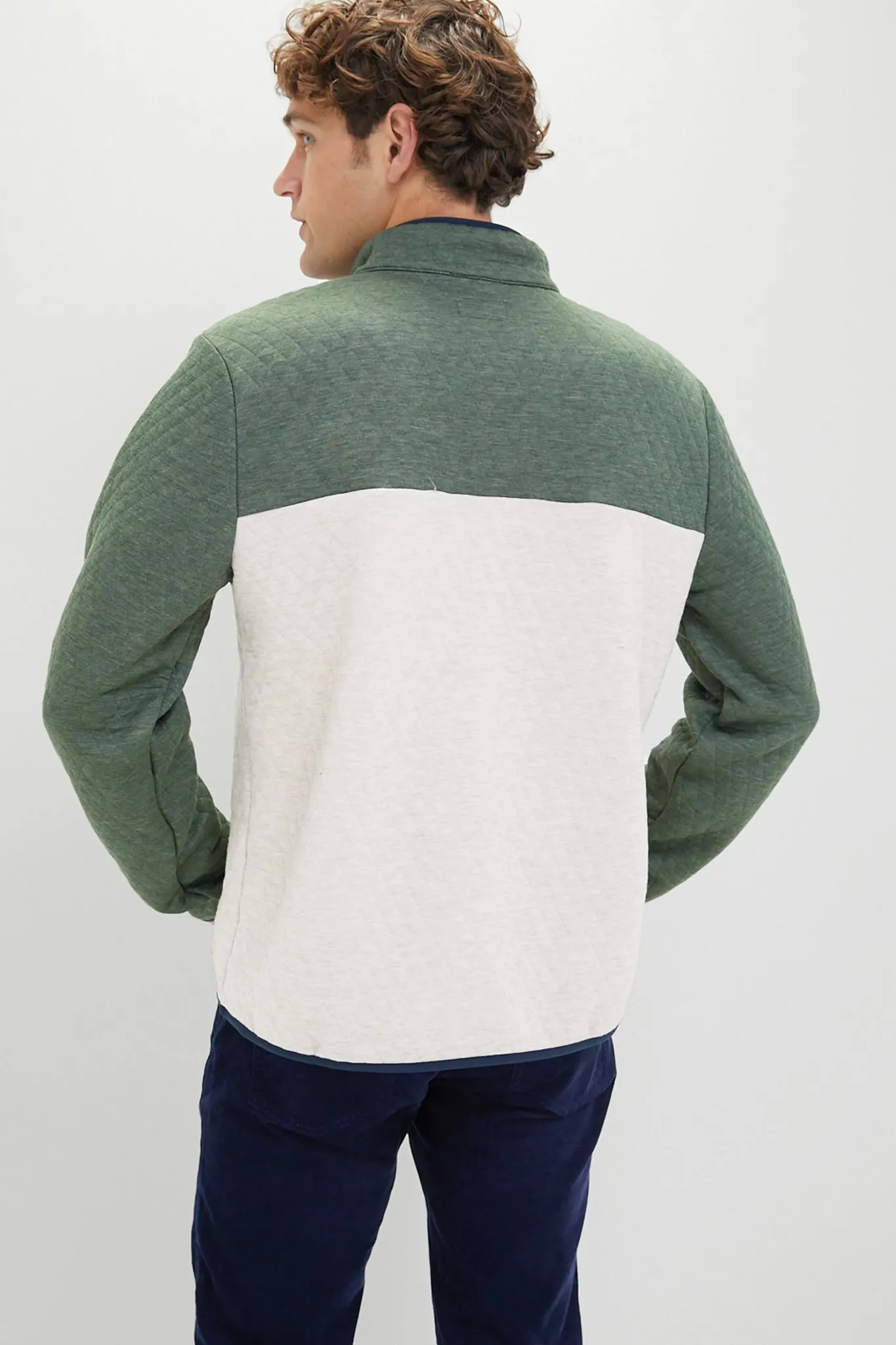 Green Oat Colorblock Corbet Pullover