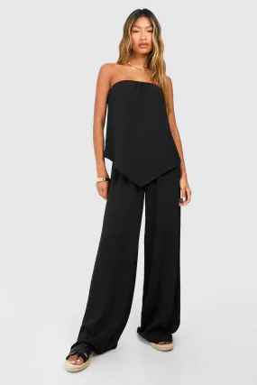 Hammered V Hem Bandeau & Wide Leg Pants