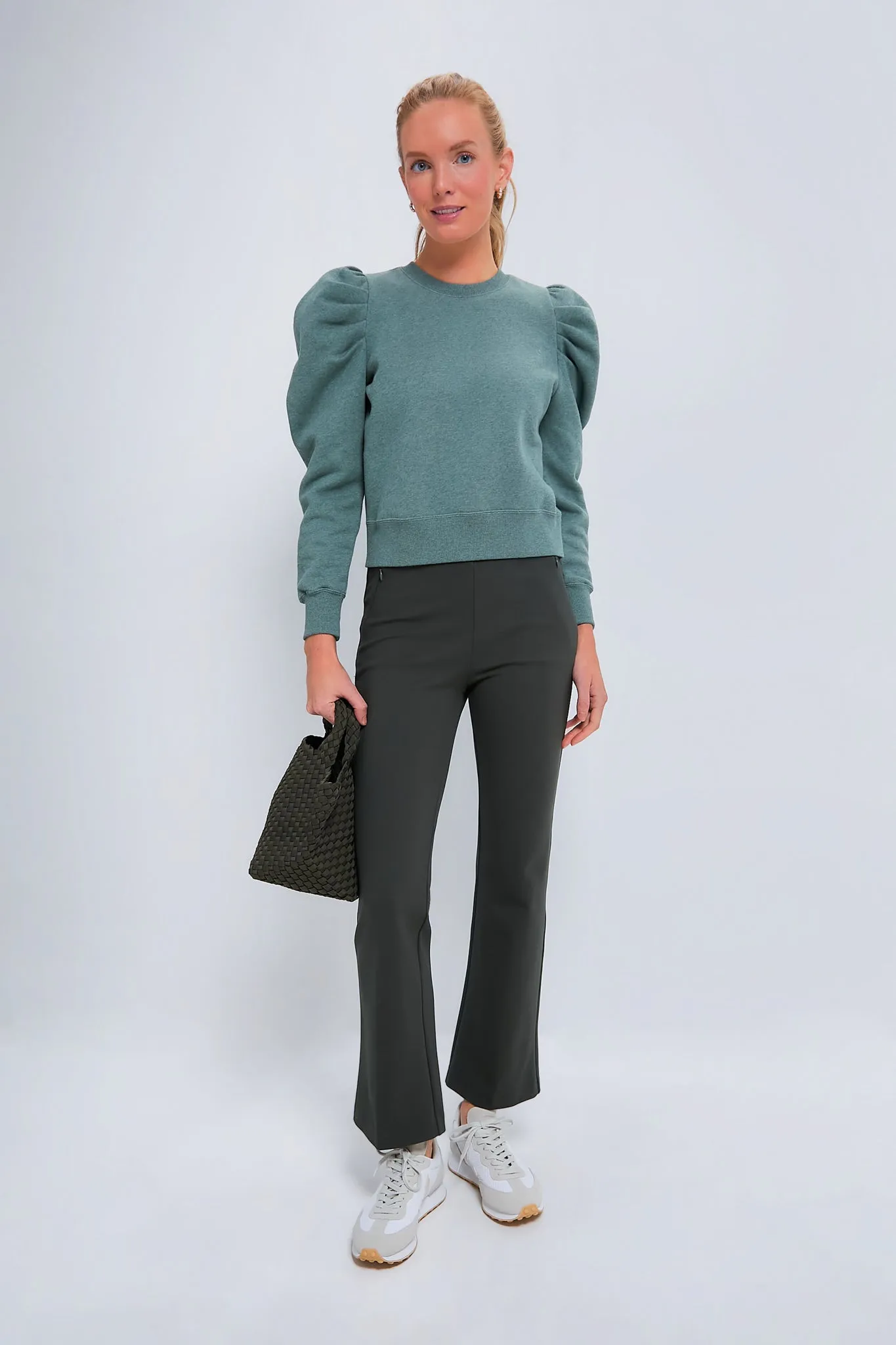 Heathered Green Puff Sleeve Maisie Pullover