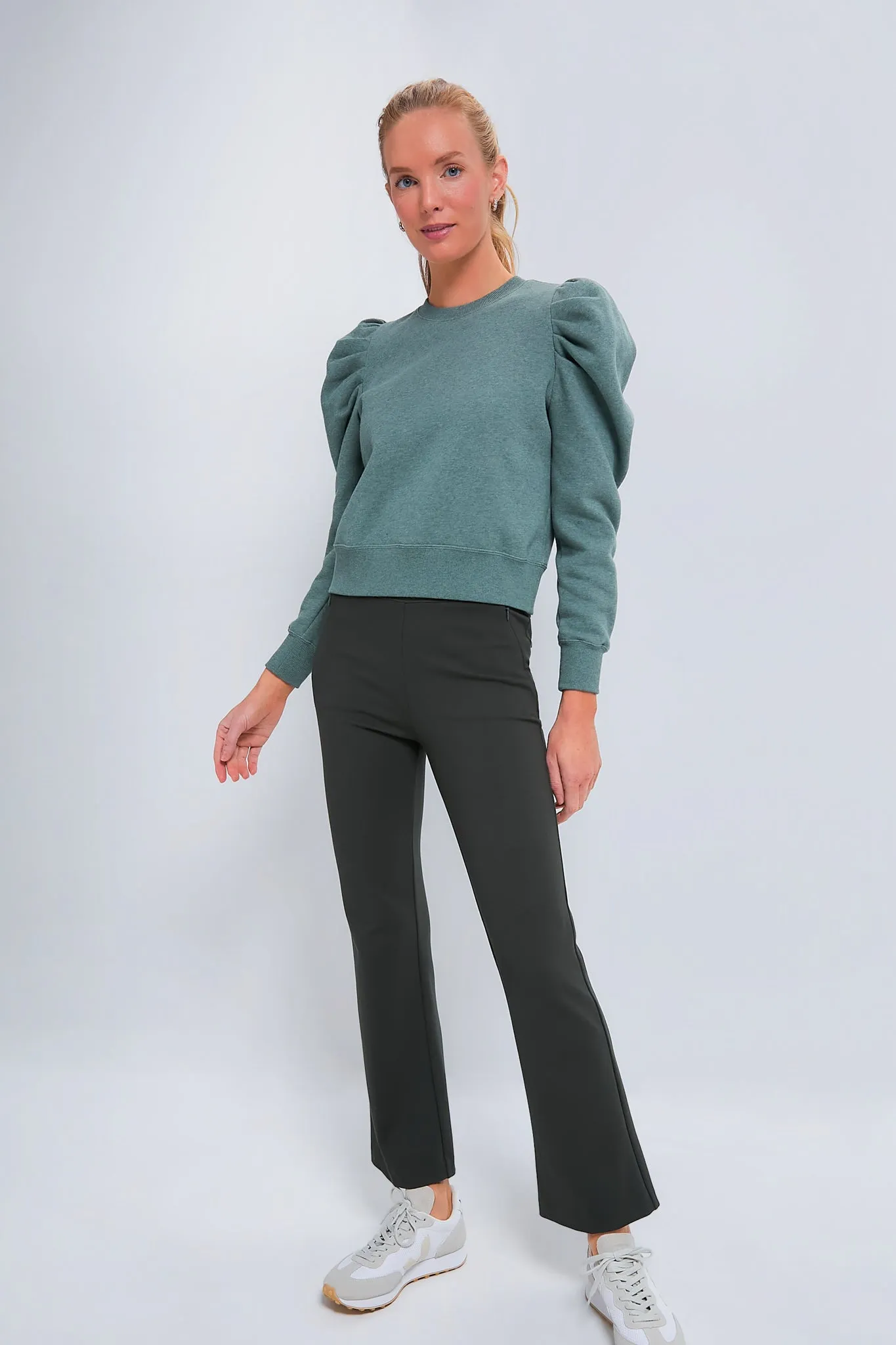 Heathered Green Puff Sleeve Maisie Pullover