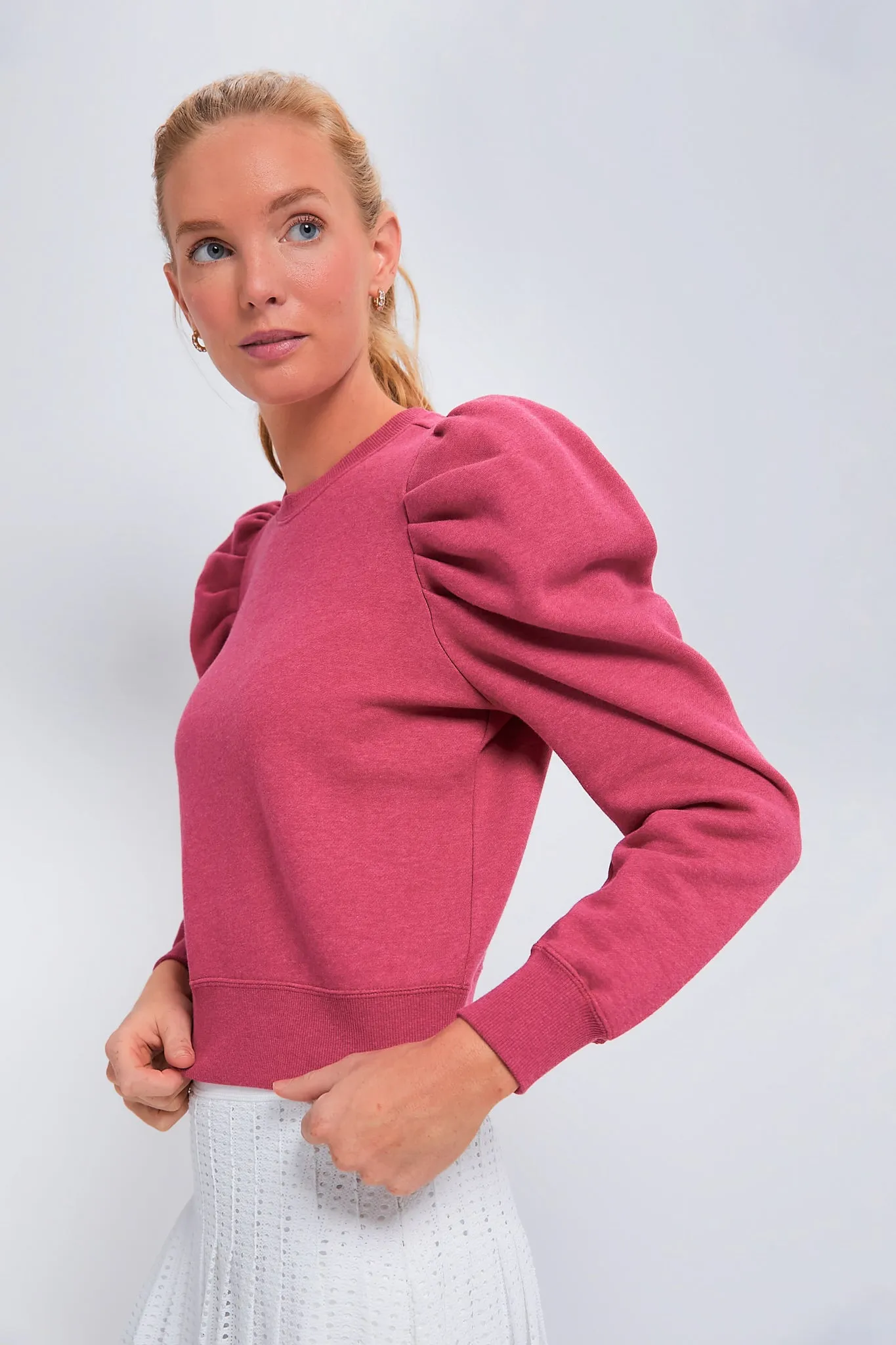 Heathered Pink Puff Sleeve Maisie Pullover