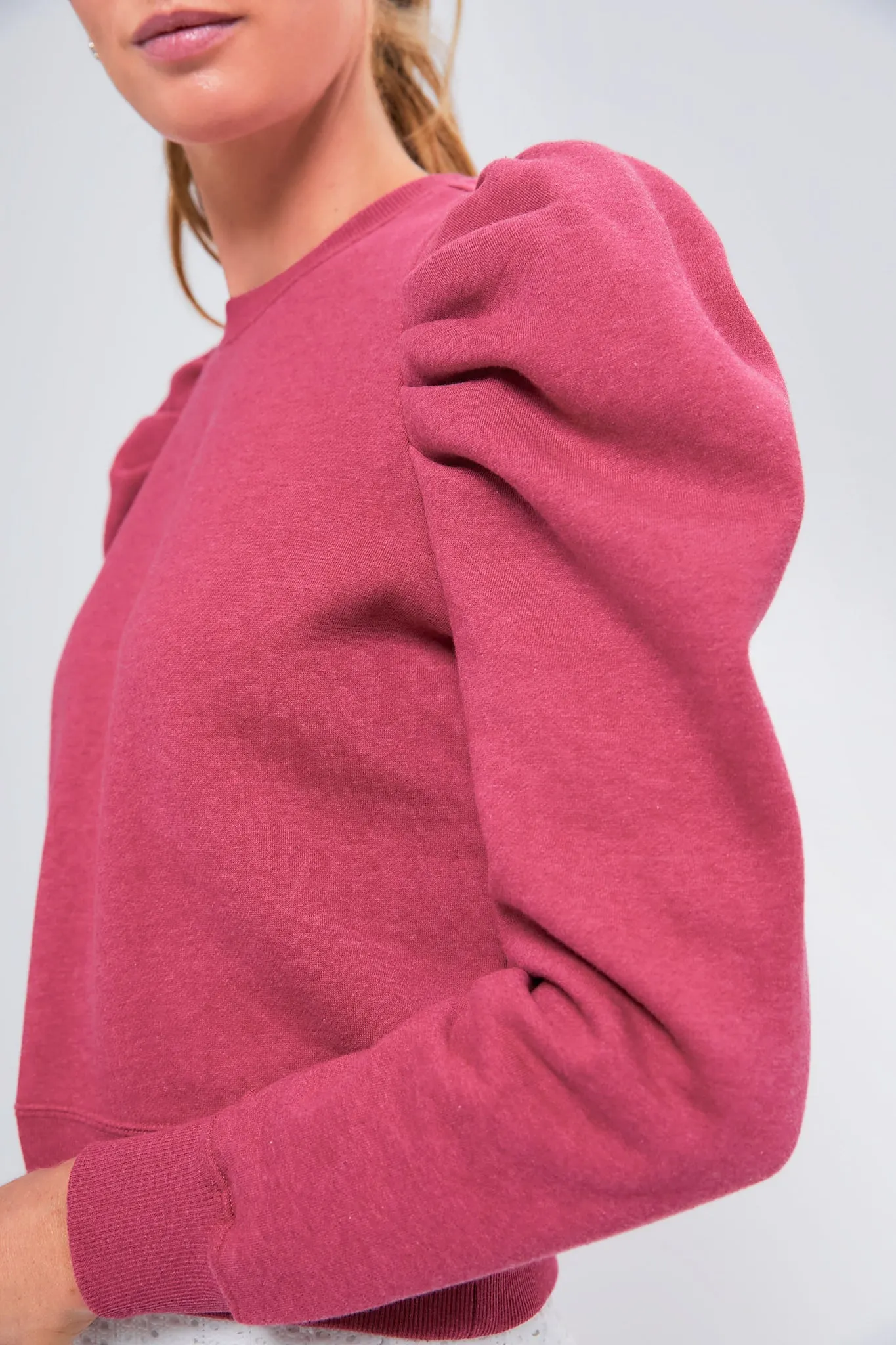 Heathered Pink Puff Sleeve Maisie Pullover