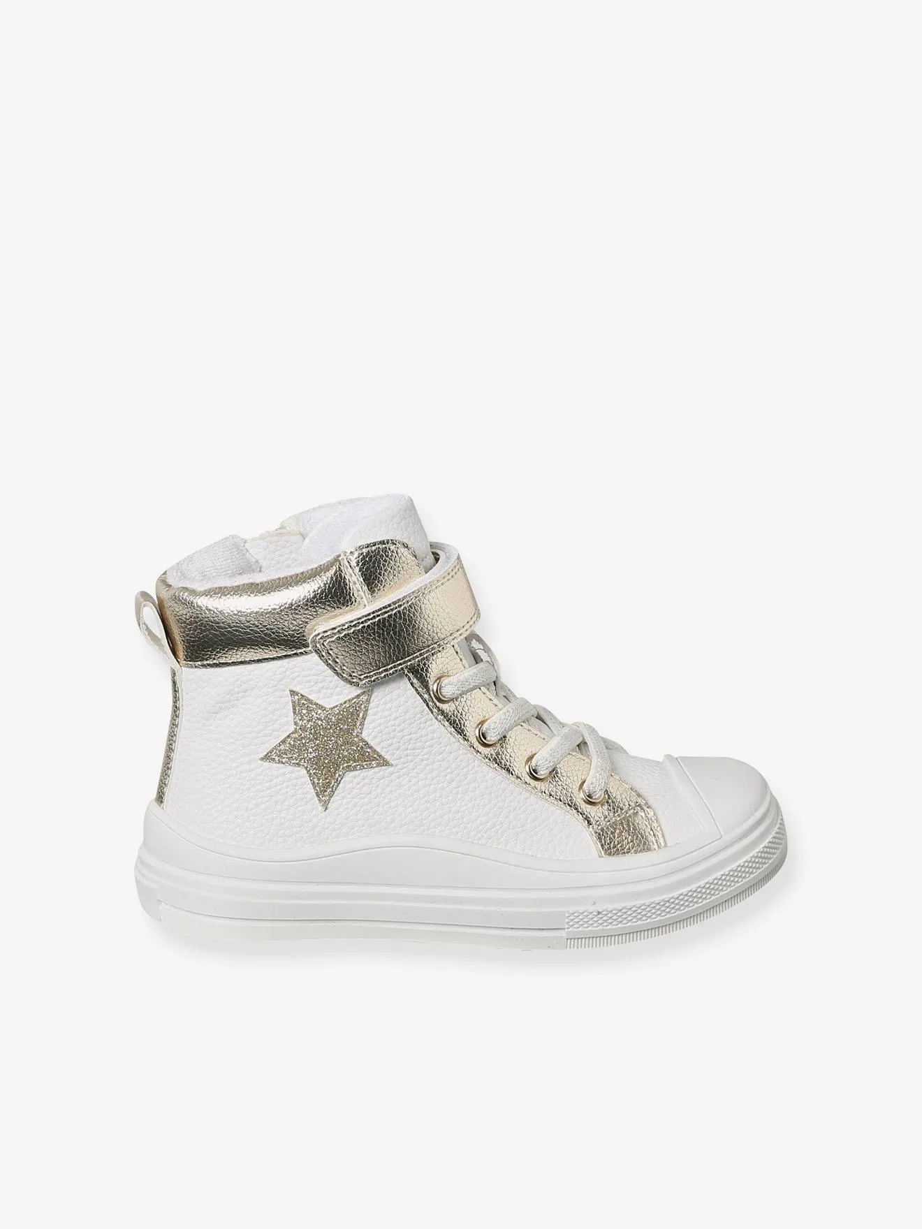 High-Top Trainers with Laces & Zips for Girls - white