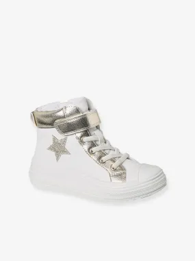 High-Top Trainers with Laces & Zips for Girls - white