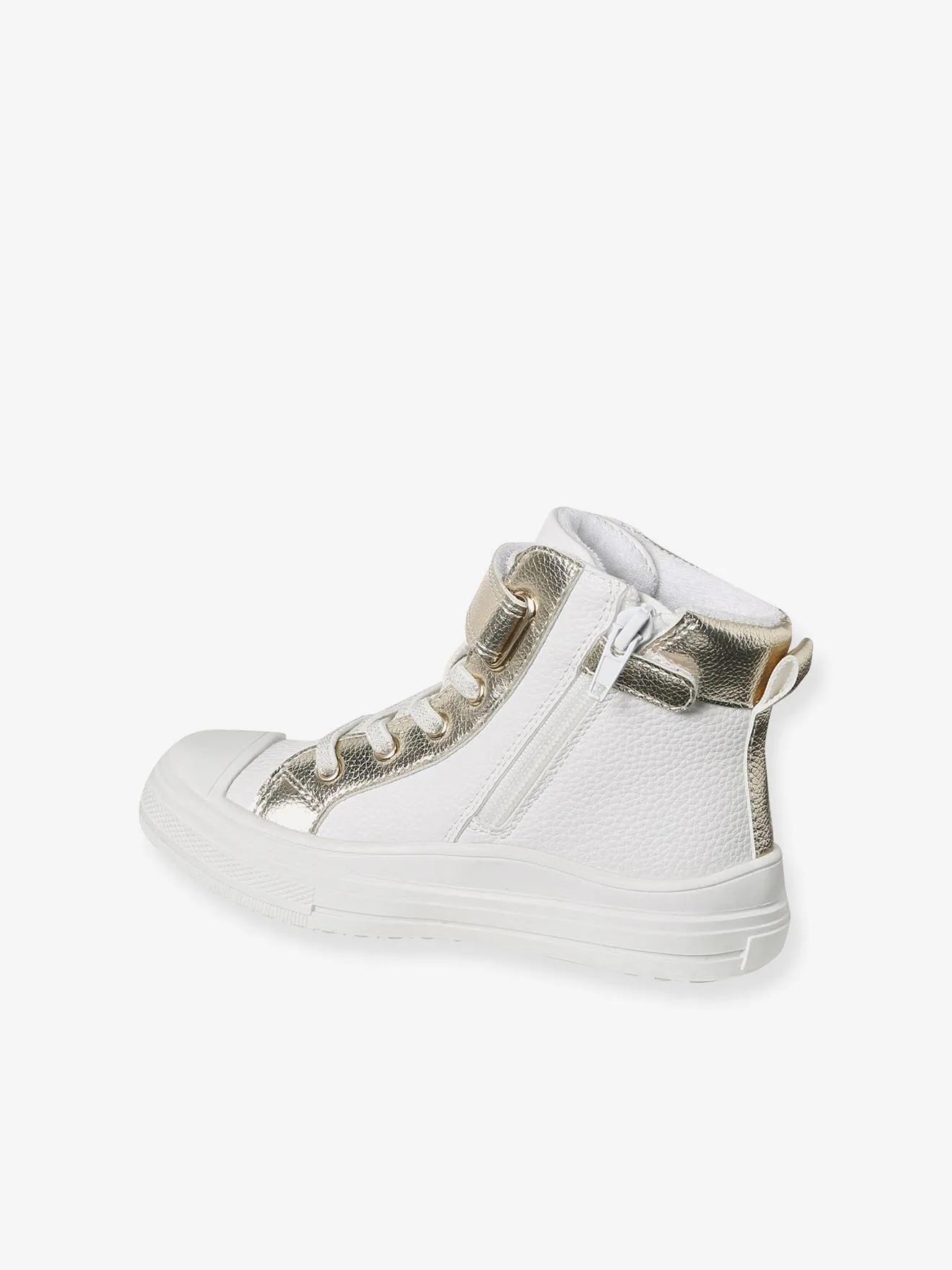 High-Top Trainers with Laces & Zips for Girls - white