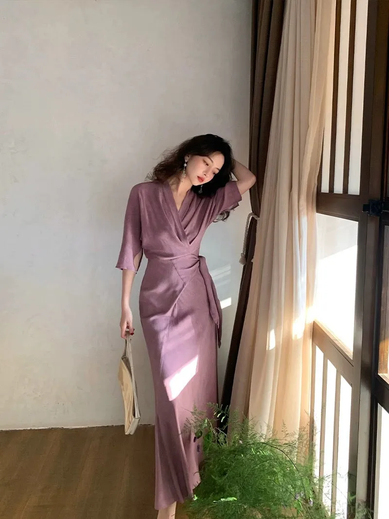 Homemade Wine Afternoon【Don't Disturb Clear Dreams】Spring and Summer New National Style New Chinese Style Overlapping Collar Wra